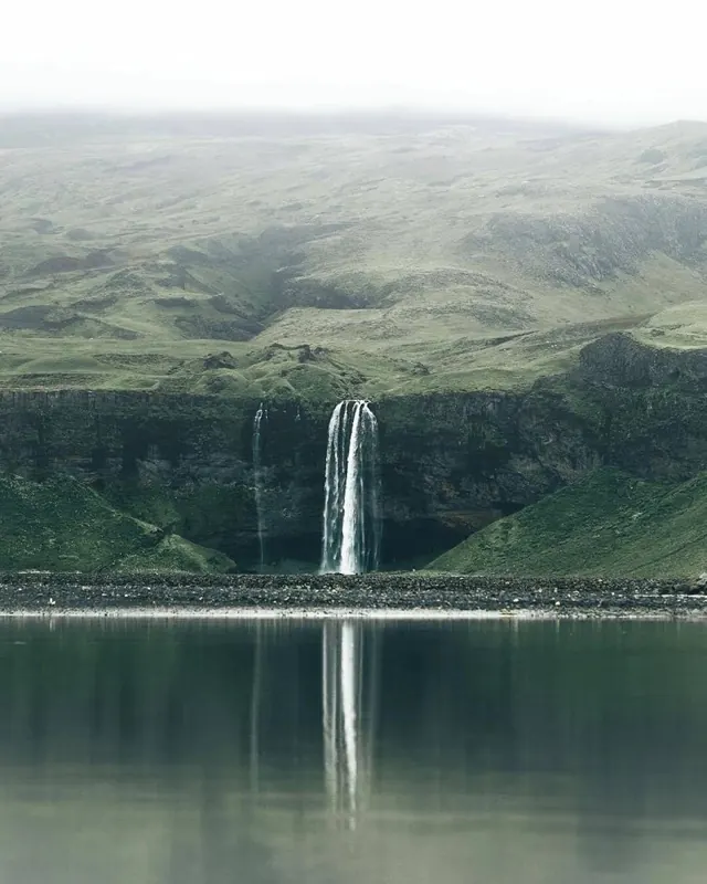 Waterfall Landscape Photograph, photographic, organic, muted