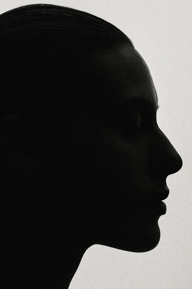 High-Contrast Silhouette Portrait, minimal, monochrome, monochrome