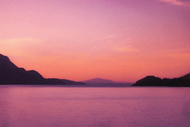 Pink Sunset Seascape, photographic, minimal, vibrant