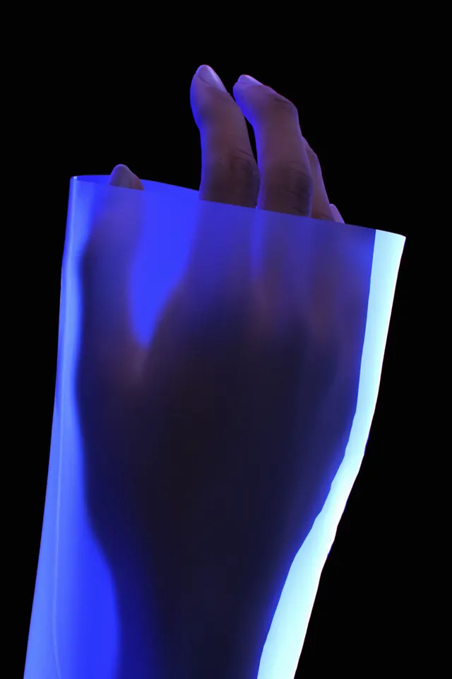 Blue Translucent Hand Overlay, minimal, dark-mode, dark