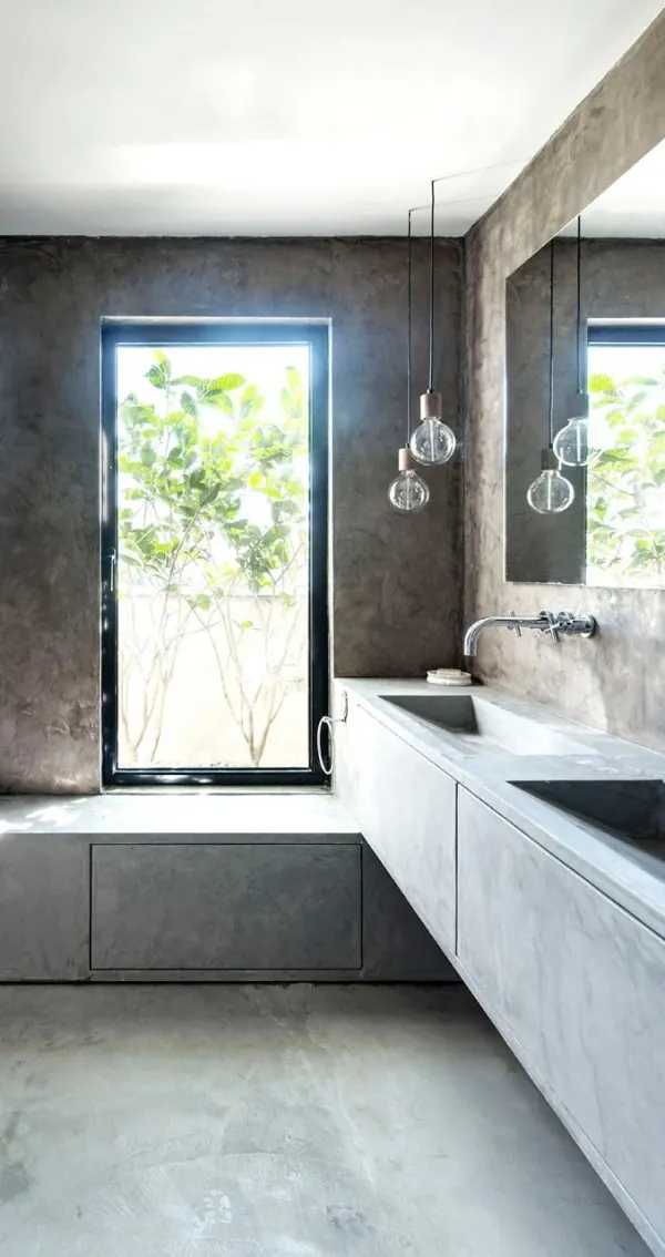 Modern Minimalist Bathroom Interior, minimal, photographic, muted