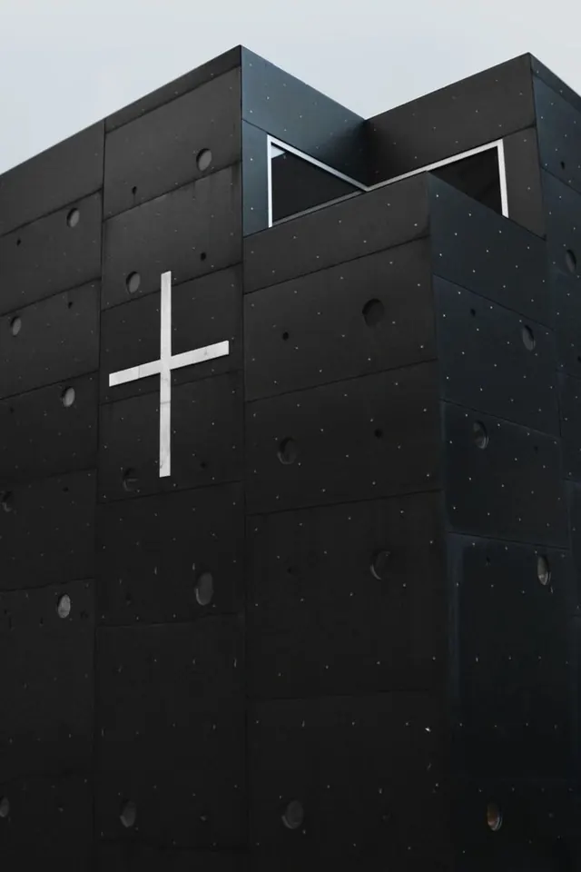 Minimalist Cross Graphic on Dark Textured Surface, minimal, monochrome, dark