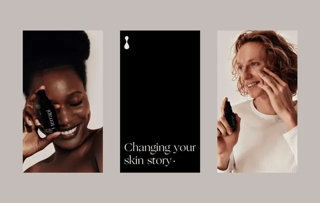 Skincare Product Comparison Ad, minimal, editorial, dark