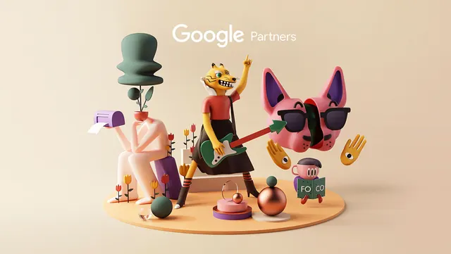 Google Partners Illustration, playful, 3d-render, vibrant