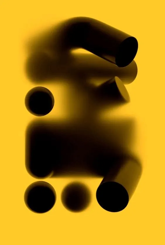 Abstract 3D Geometric Composition, minimal, geometric, high-contrast