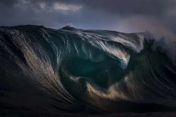 Crashing Ocean Wave, photographic, organic, dark