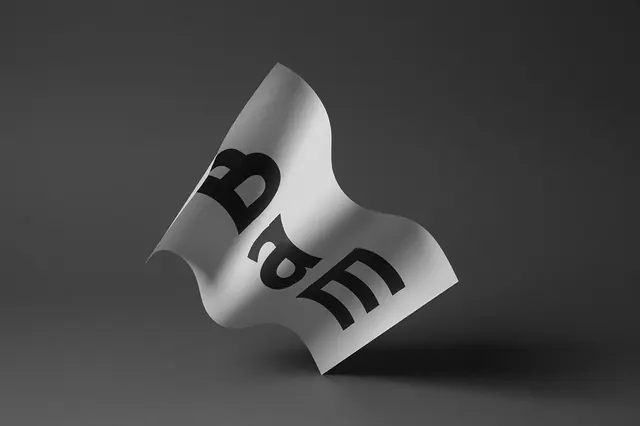 3D Wavy Wordmark Mockup, minimal, 3d-render, monochrome