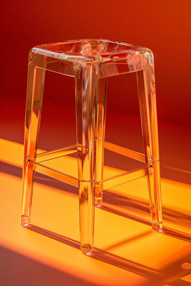 Transparent Acrylic Stool, minimal, luxury, vibrant