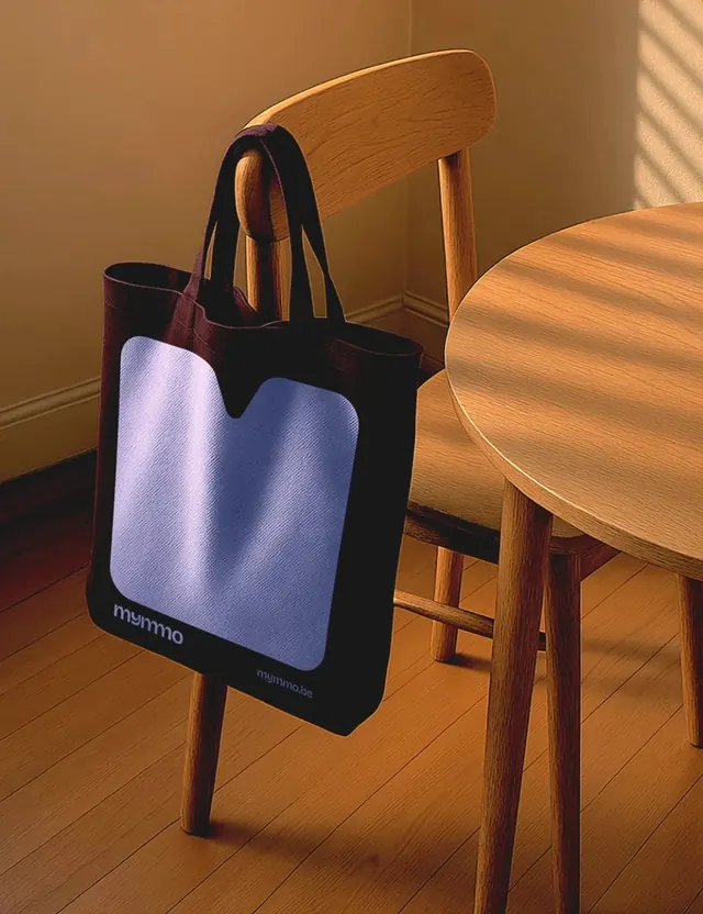 Tote Bag Mockup in Interior Setting, minimal, photographic, warm
