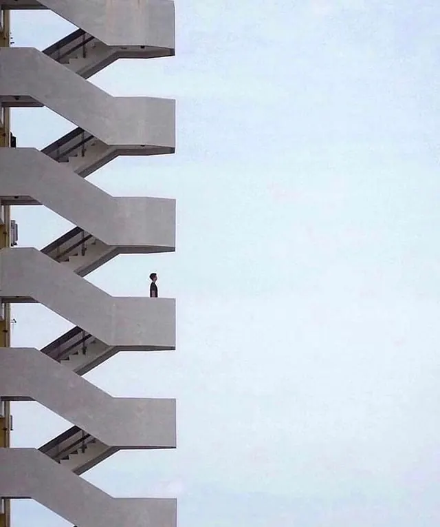 Architectural Perspective with Human Scale, minimal, geometric, monochrome