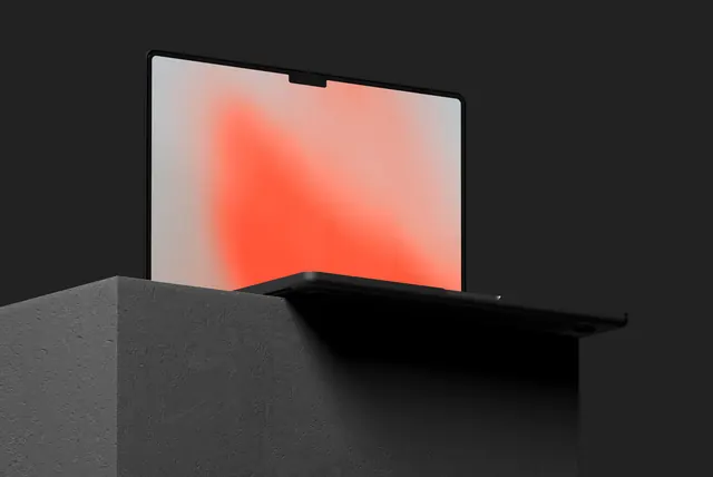 Abstract Gradient Display Mockup, minimal, dark-mode, dark