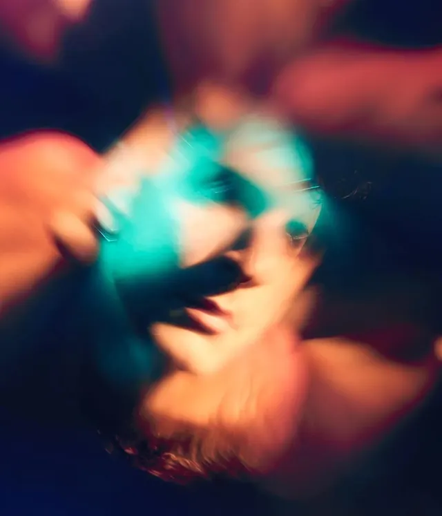 Abstract Portrait with Neon Overlay, abstract, organic, vibrant