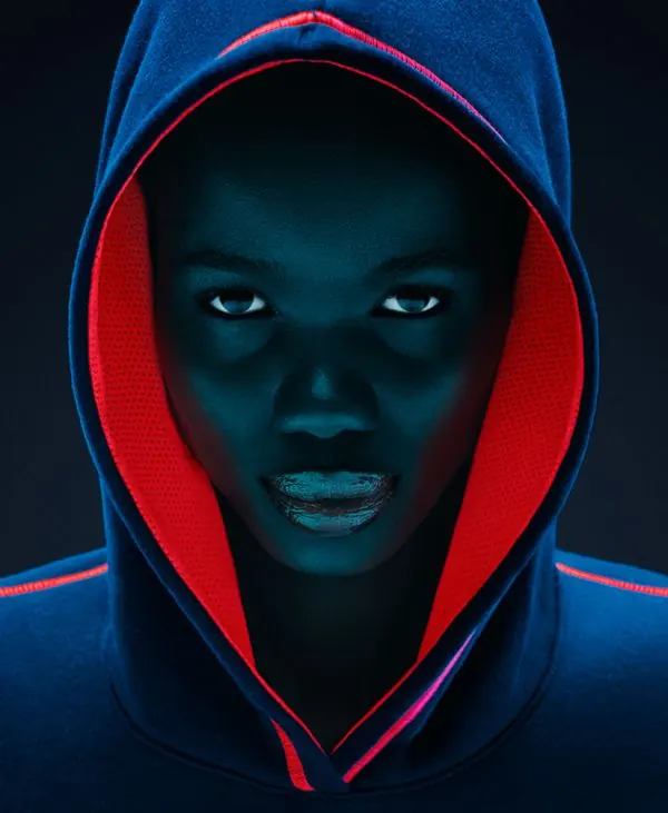 Hooded Figure Portrait, dark-mode, photographic, dark