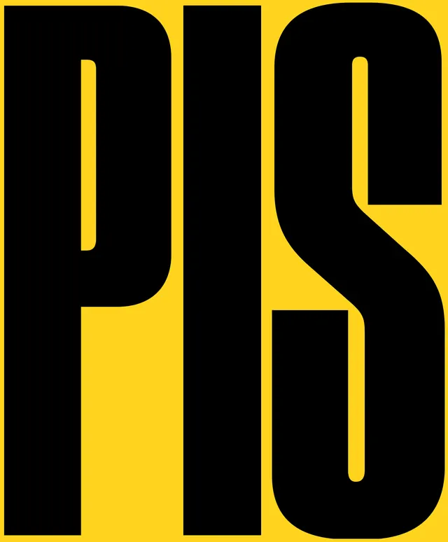 PIS Wordmark, minimal, brutalist, high-contrast