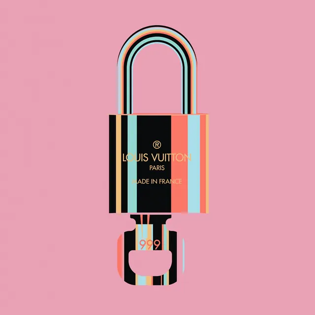 Geometric Lock Illustration, minimal, geometric, vibrant