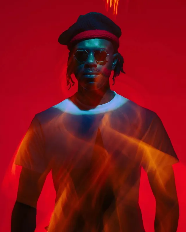 Abstract Portrait with Light Trails, abstract, gradient-heavy, vibrant