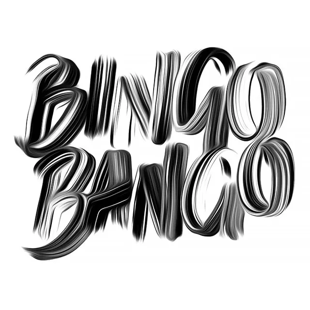 Bingo Banco Wordmark, maximalist, brutalist, monochrome
