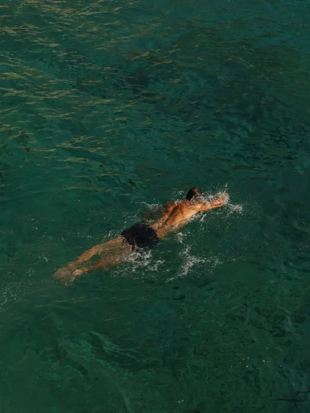 Swimmer in Open Water, photographic, organic, cool