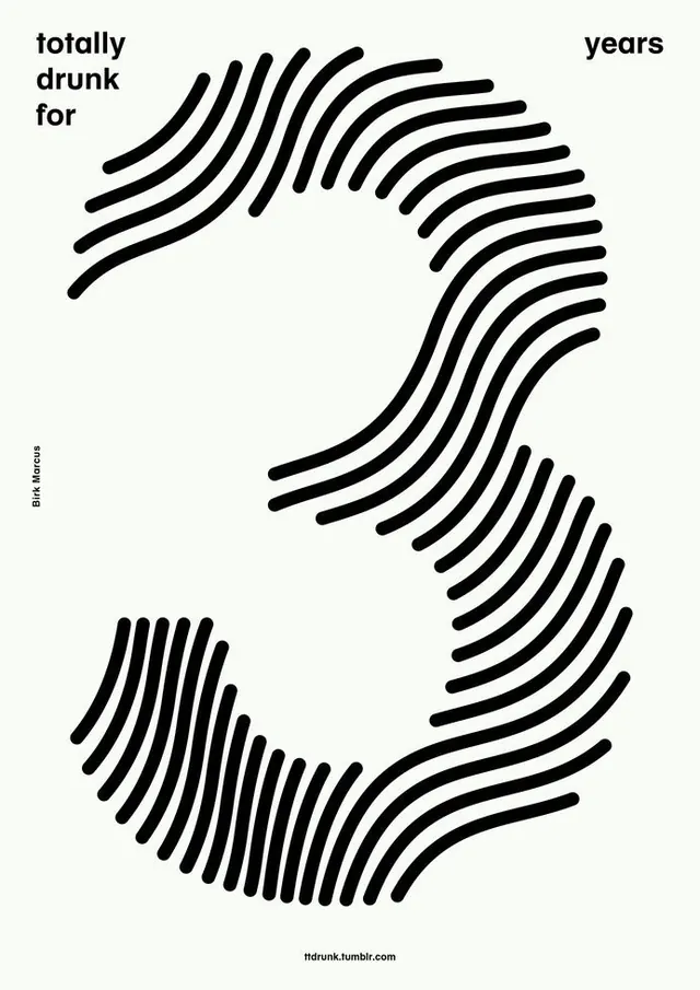 Totally for 3 Years Typography Design, minimal, swiss, monochrome