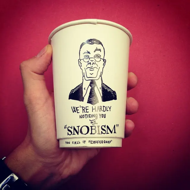 Snoeism Coffee Cup Mockup, illustrated, retro, high-contrast