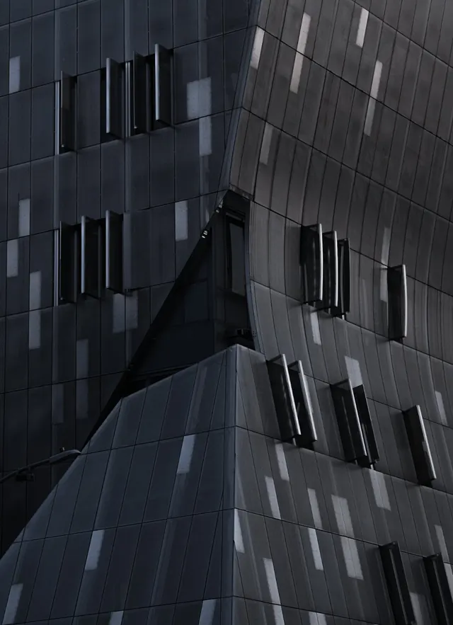Modernist Architectural Facade, minimal, geometric, monochrome