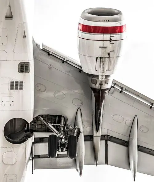 Aircraft Engine and Wing Detail, photographic, technical, light