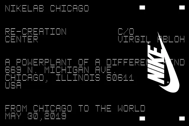 NikeLab Chicago Reception Center Graphic, brutalist, neo-brutalist, high-contrast