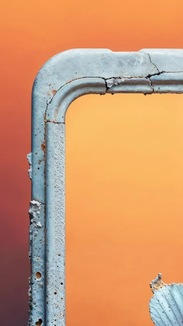 Industrial Pipe on Orange Background, photographic, brutalist, vibrant