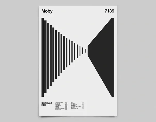 Moby 7139 Album Cover Design, minimal, swiss, monochrome