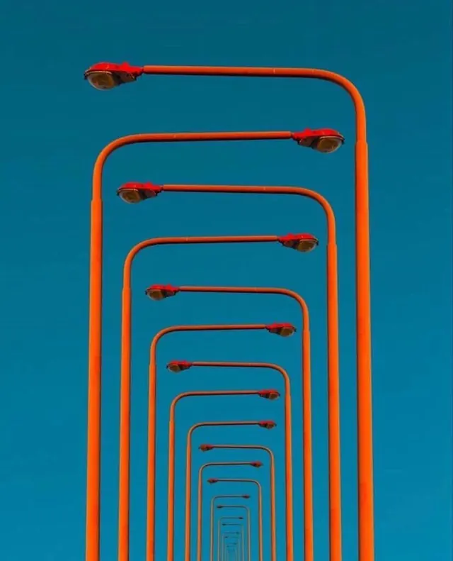 Perspective Streetlight Illustration, minimal, geometric, vibrant