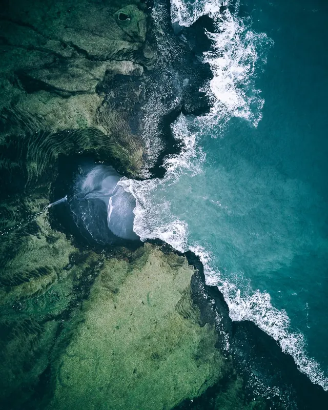 Aerial Coastal Wave, photographic, organic, cool