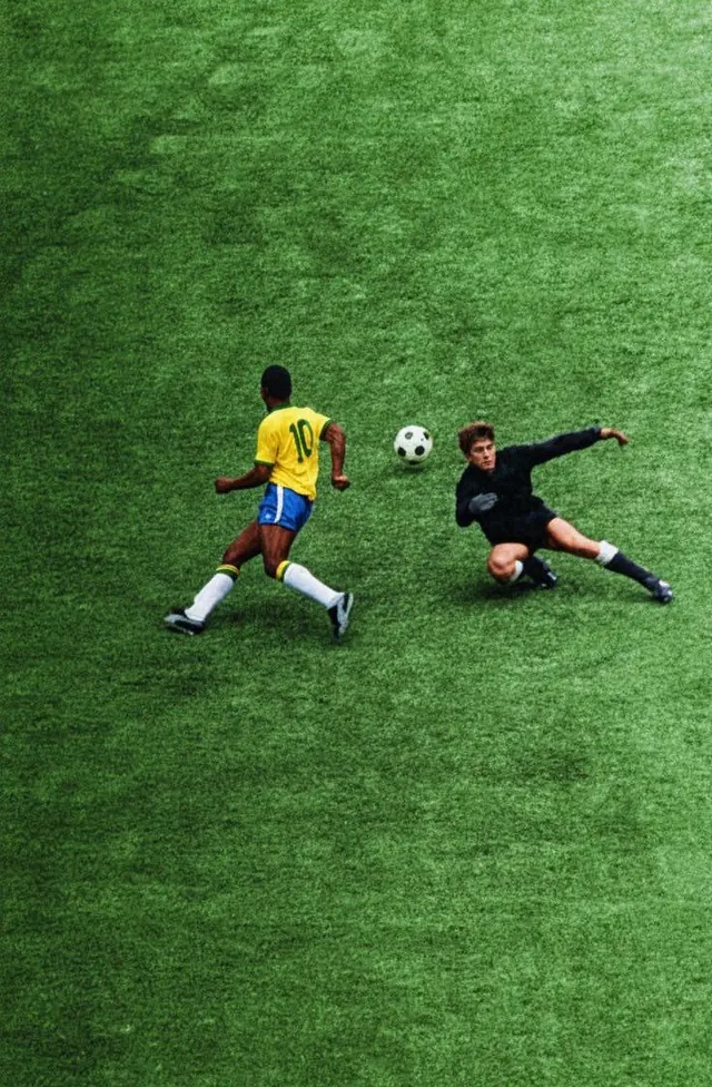 Soccer Players on Grass, photographic, vibrant
