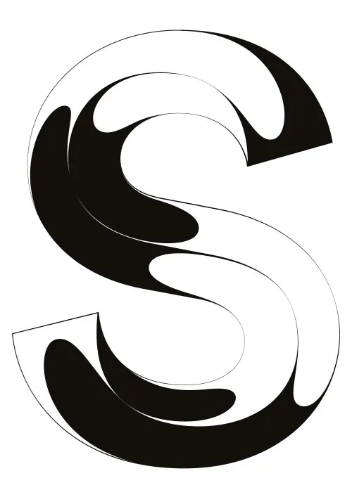 Stylized Letter S Logo, minimal, geometric, monochrome
