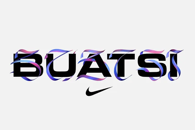 BUATSI Wordmark with Swoosh, gradient-heavy, playful, vibrant