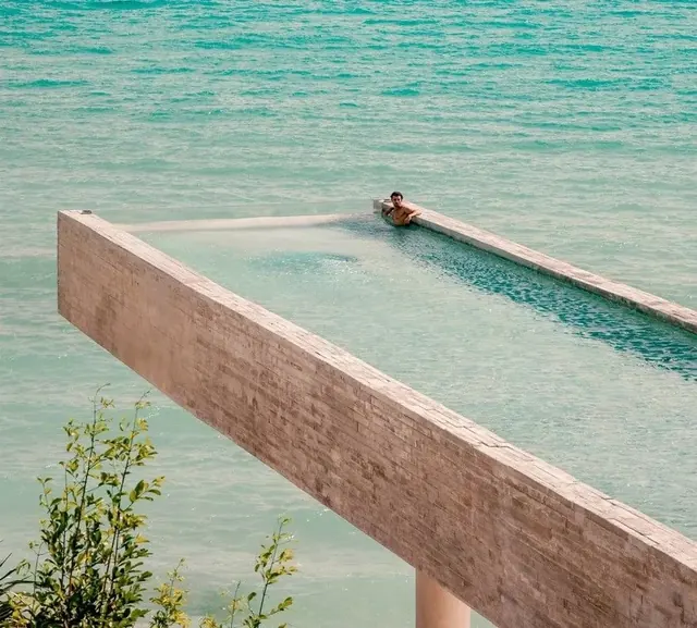 Poolside Serenity, minimal, luxury, light