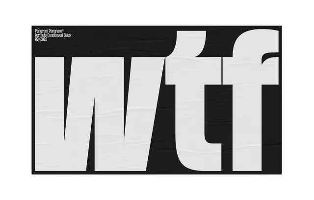 WTF Wordmark Design, minimal, brutalist, monochrome