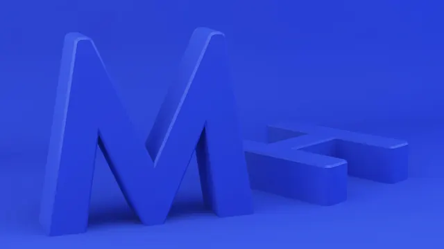 3D Blue Letter M Logo, minimal, 3d-render, cool