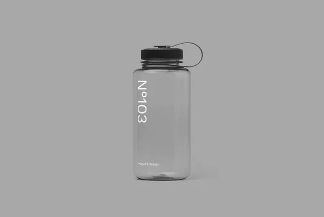 Minimalist Water Bottle Mockup, minimal, corporate-clean, monochrome