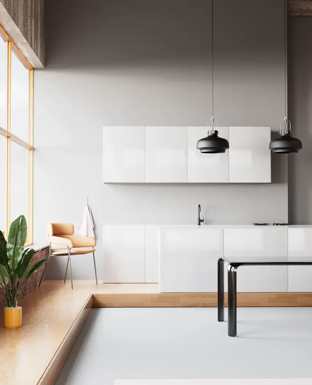 Minimalist Modern Kitchen Interior, minimal, luxury, light