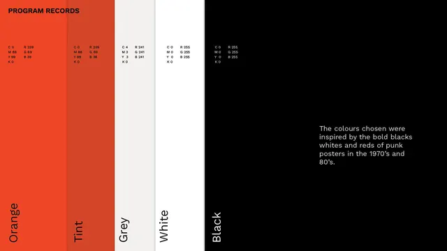 Program Records Color Block Layout, minimal, swiss, high-contrast