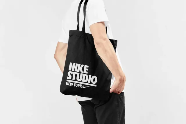 Nike Just Do It Tote Bag Mockup, minimal, photographic, monochrome