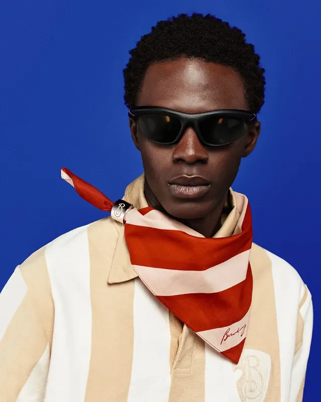 Man in Sunglasses with Red and White Scarf, photographic, vibrant