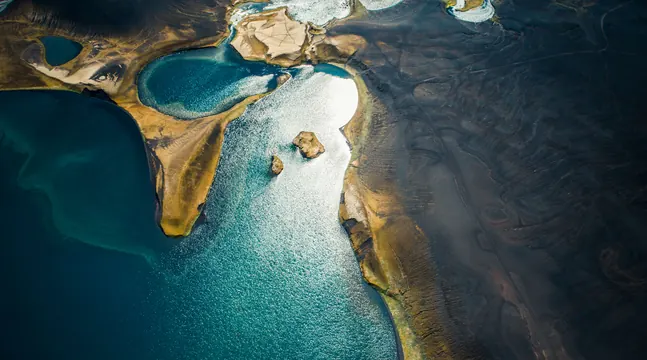 Aerial Coastal Landscape, photographic, organic, vibrant