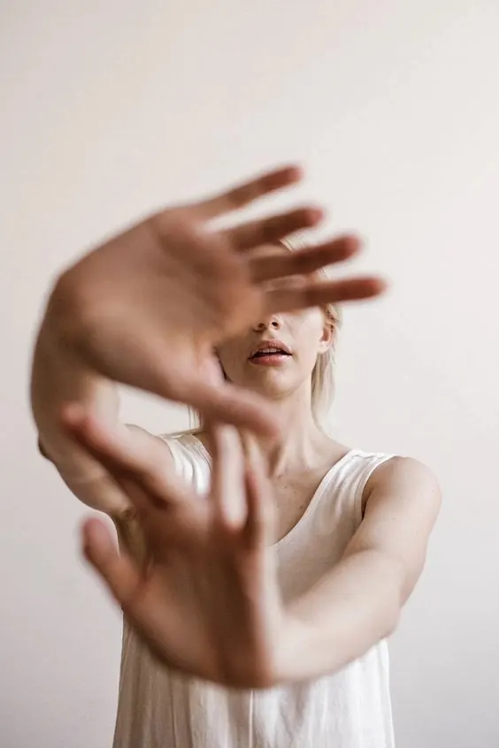 Hand Over Face Portrait, minimal, editorial, light