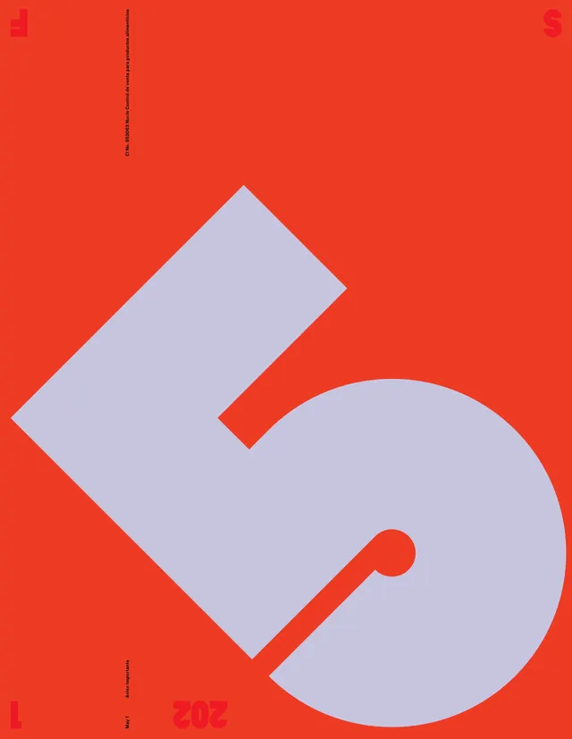 Geometric Number 5 Graphic, minimal, swiss, vibrant
