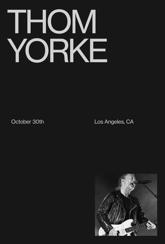 Thom Yorke Concert Poster, minimal, monochrome, monochrome