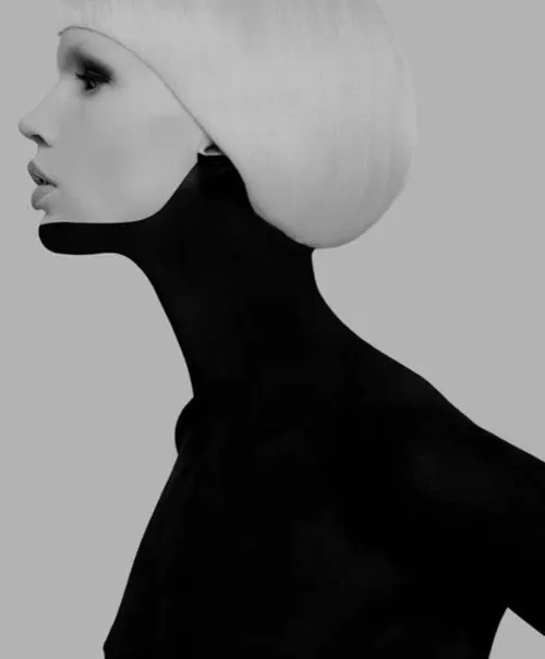 High-Fashion Portrait with Geometric Overlay, minimal, monochrome, monochrome