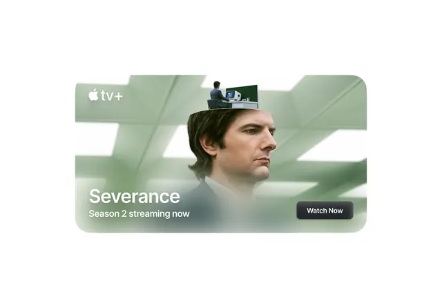 Severance Season 2 Promotional Banner, minimal, glassmorphism, light