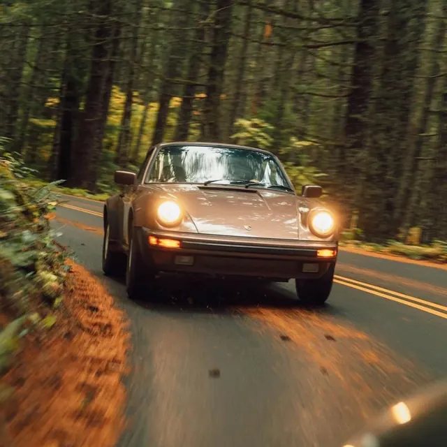 Vintage Car in Forest, photographic, retro, earthy