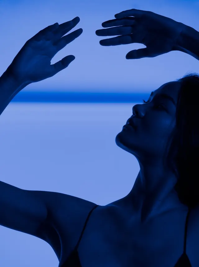 Blue Toned Human Silhouette, photographic, abstract, cool
